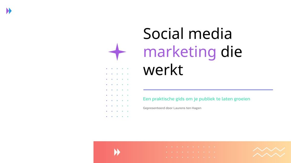 Titeldia van de presentatie Social media marketing die werkt van FlowConnection